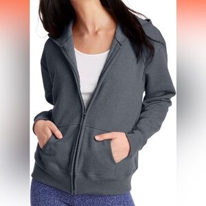 Hanes Dark Gray Zip-Up Hoodie Fleece Size Large NEW